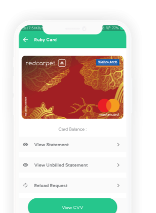 Ruby card is our virtual card, you don't need any other app to track your ruby card.